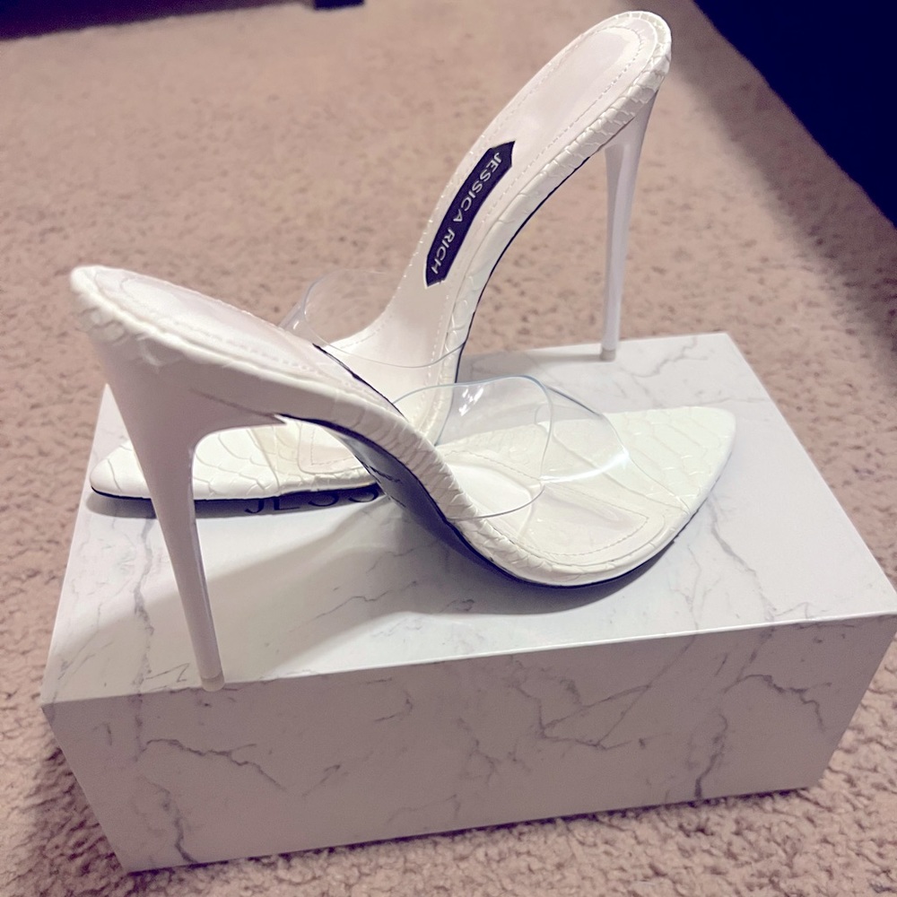 NWT Clear white high heel open toe sandal sz uk 38/us 7.5